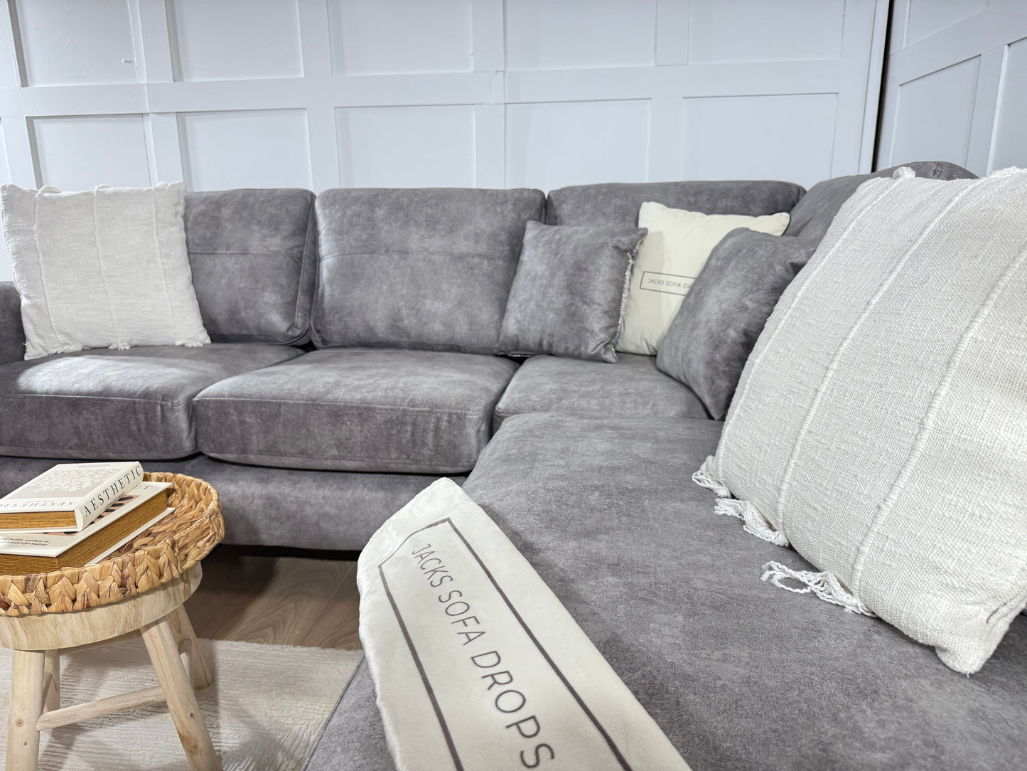 “Orian” Corner Sofa in Pebble Grey