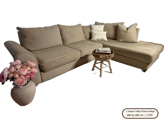 Colin & Hayes beige corner sofa chaise