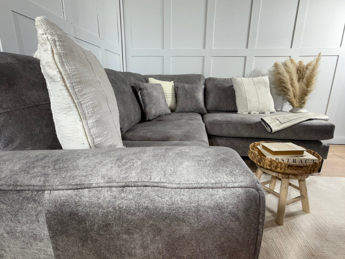 “Orian” Corner Sofa in Pebble Grey