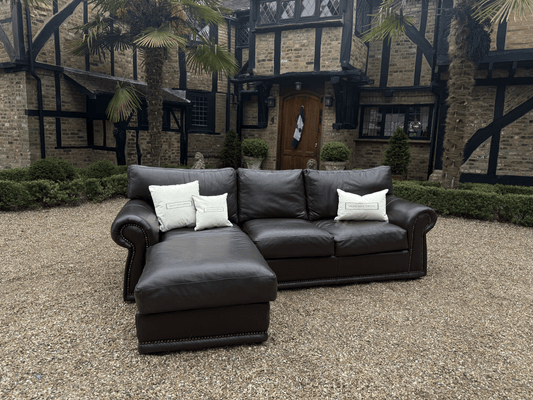 M&S Brown leather corner sofa