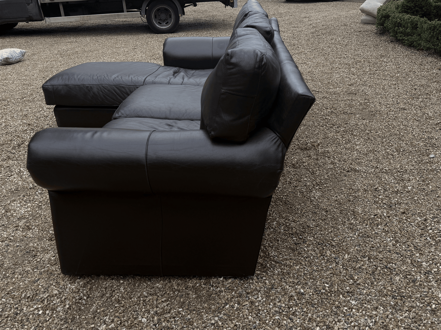 M&S Brown leather corner sofa